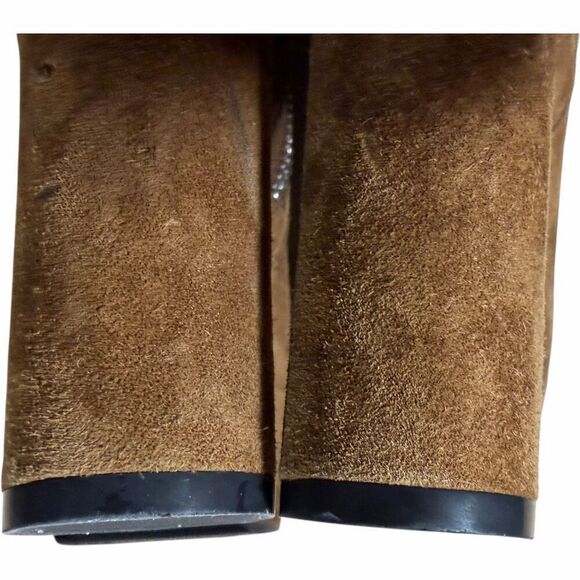 Gucci Claudie Suede Platform Ankle Boots Brown Zip Block Heel 35.5 - Picture 10 of 11
